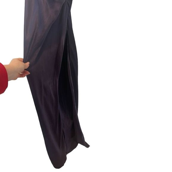 THE SEI Silk One-Shoulder Cut-Out Gown in Fig Color - Picture 10 of 15